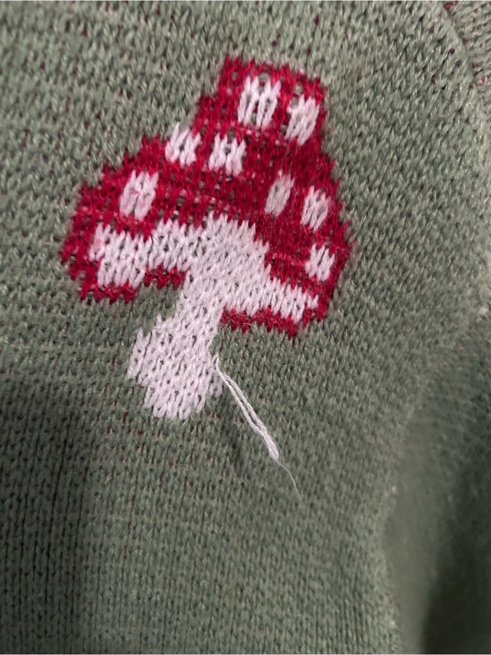 Green Mushroom Knit Button-Front Cardigan cottagecore - Picture 5 of 5